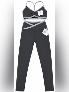 NWT Beyond Yoga Spacedye Outlines High Waisted Midi Leggings& Strappy Bra Set M